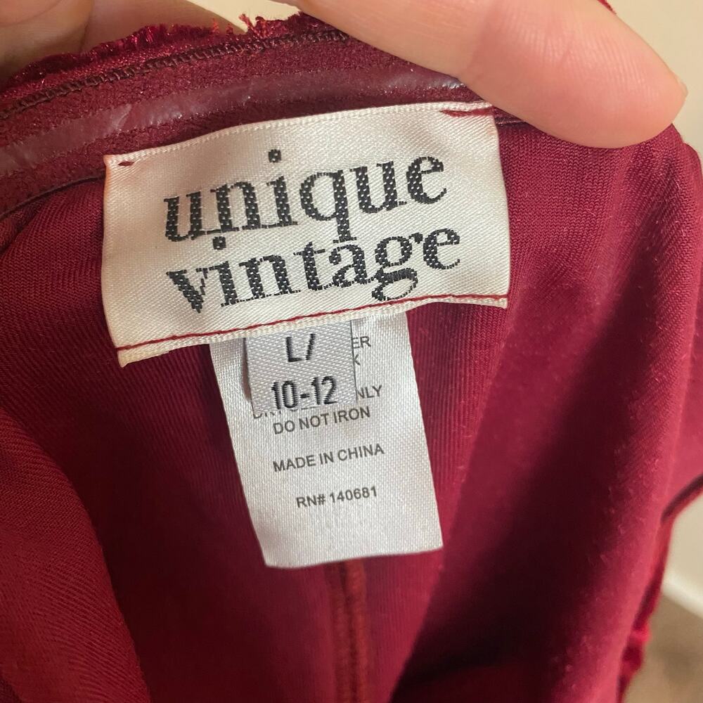 Unique Vintage Knit Ruffle Sophia Wiggle Dress Womens Sz Large Velvet Retro Midi - Picture 4 of 4